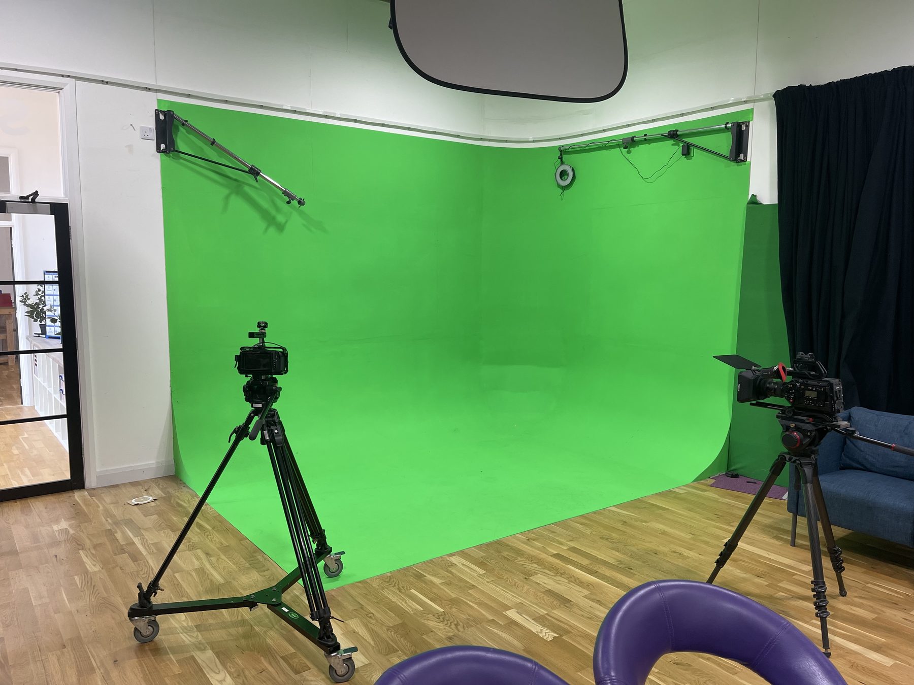 Green screen infinity cove lit and ready in Studio One at Cumbria Film Studios